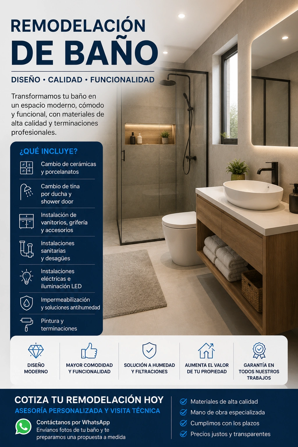 Remodelación de Baño | Diseño Moderno y Terminaciones Profesionales